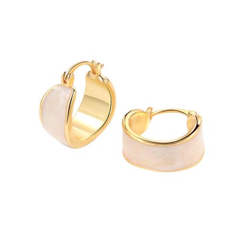 Brass Drop Earring, plated, for woman & enamel, golden 