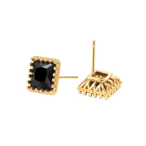 Cubic Zircon Brass Earring, plated, micro pave cubic zirconia & for woman, golden 