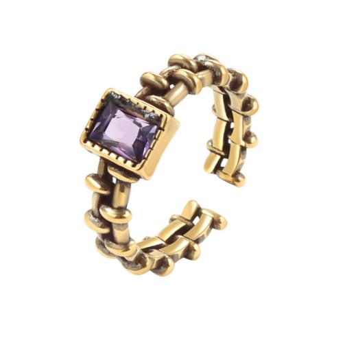 Anillo de dedo de cobre amarillo zirconia pavimenta Cubic, metal, chapado, micro arcilla de zirconia cúbica & para mujer, dorado, Vendido por UD