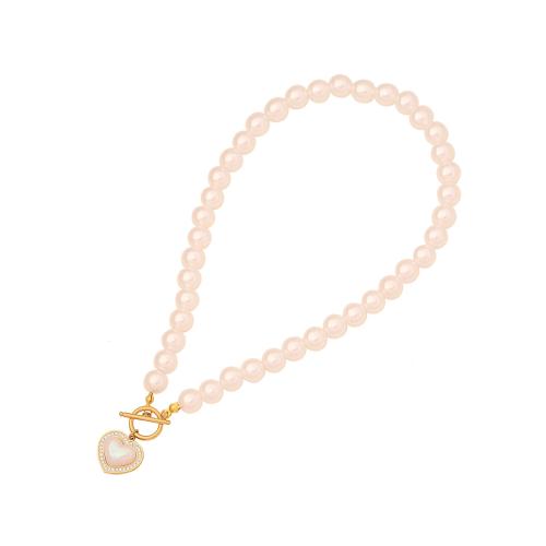 acero inoxidable 304 Conjunto de joya, con Perlas plásticas, Corazón, chapado en color dorado, diferentes estilos para la opción & para mujer & con diamantes de imitación, Vendido por UD