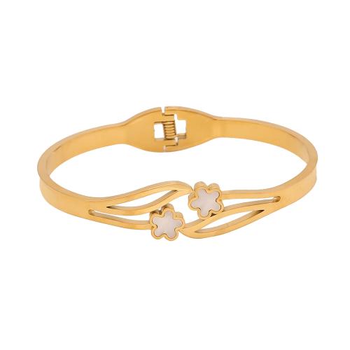 304 Stainless Steel Bangle, with Resin, gold color plated & for woman & with rhinestone, Inner Approx 