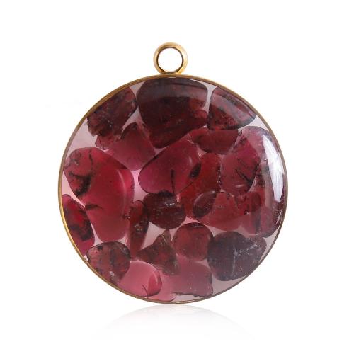 Gemstone Jewelry Pendant, Resin, with Natural Stone & Shell & 304 Stainless Steel, DIY 