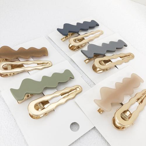 Alligator Hair Clip, Zinc Alloy, with Resin, 2 pieces & for woman 47mm 