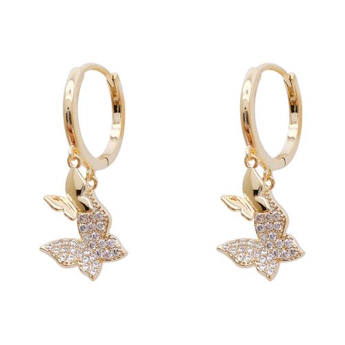 Rhinestone Brass Drop Earring, fashion jewelry & for woman & with rhinestone, golden, 25mm 