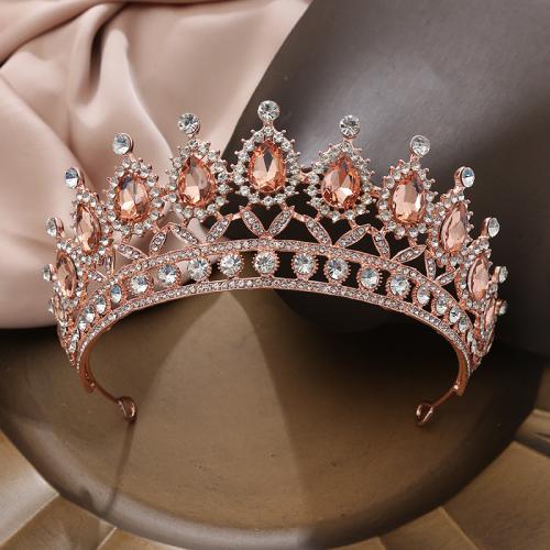 Bridal Tiaras, Zinc Alloy, with Rhinestone, fashion jewelry & for woman diameter 150mm, height 65mm 