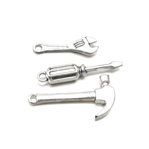 Zinc Alloy Tool Pendants, antique silver color plated & DIY Approx [