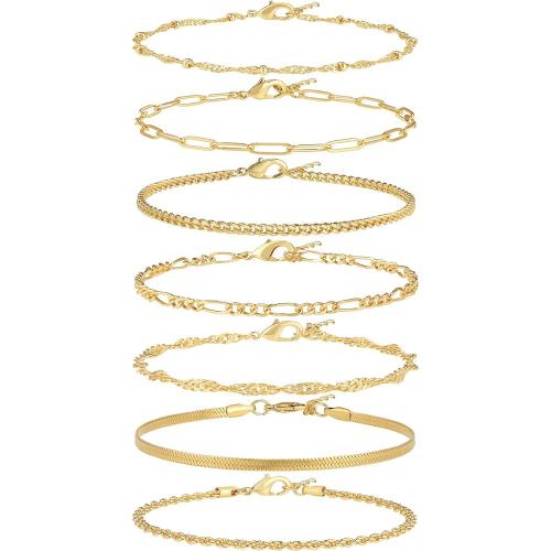 Stainless Steel Chain Bracelets, 304 Stainless Steel, gold color plated & for woman [