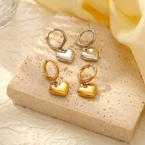 Stainless Steel Drop Earring, 304 Stainless Steel, Heart, plated, for woman 