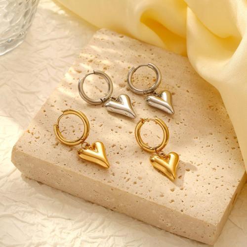 Stainless Steel Drop Earring, 304 Stainless Steel, Heart, plated, for woman 