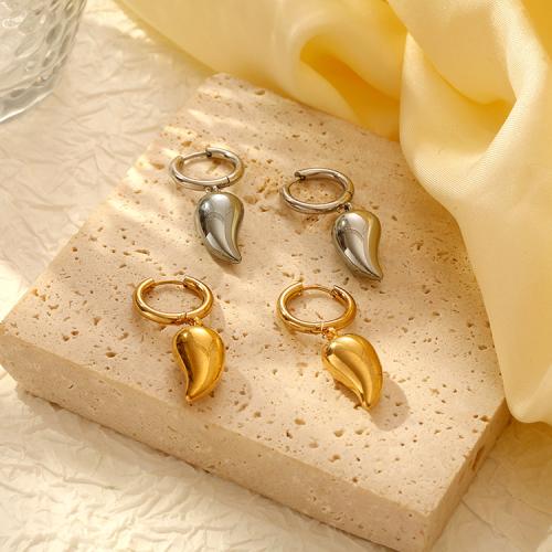 Stainless Steel Drop Earring, 304 Stainless Steel, Teardrop, plated, for woman 