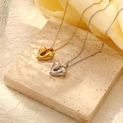 Fashion Stainless Steel Jewelry Sets, 304 Stainless Steel, Stud Earring & necklace, Heart, plated & for woman 