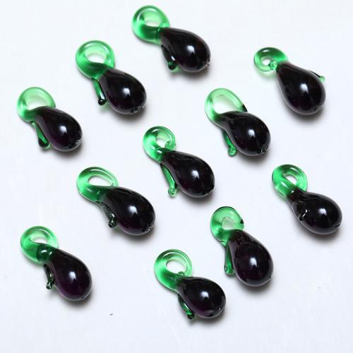 pendentifs lampwork de plantes, chalumeau, Aubergine, DIY, noire Vendu par sac[