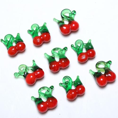 Pflanze Lampwork Perlen, Kirsche, DIY, rot, 18x15mm, 100PCs/Tasche, verkauft von Tasche[