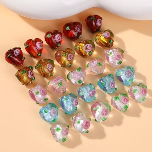 Holprige Lampwork Perlen, Herz, DIY & verschiedene Muster für Wahl, keine, 12x11mm, 100PCs/Tasche, verkauft von Tasche[