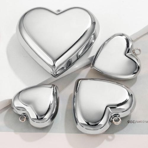 Stainless Steel Heart Pendants, 304 Stainless Steel, silver color plated, DIY silver color 