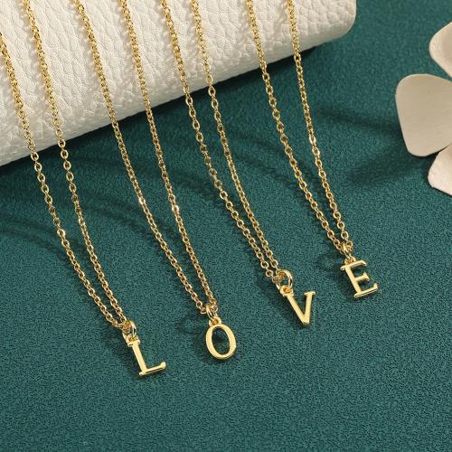 Brass Jewelry Necklace, with 5cm extender chain, Alphabet Letter, gold color plated, fashion jewelry golden cm 