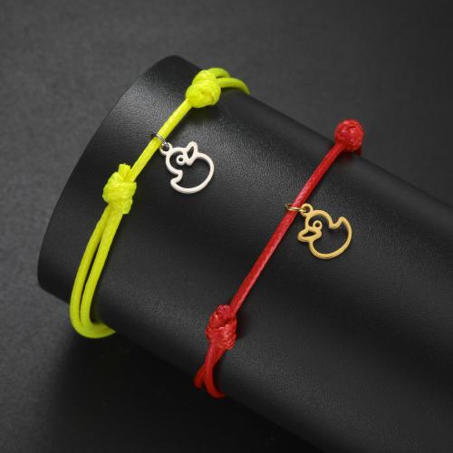 Fashion Create Wax Cord Bracelets, 304 Stainless Steel, with Wax Cord, plated, fashion jewelry & Unisex Approx 17-21 cm 