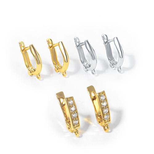 Cubic Zirconia Micro Pave Brass Earring, plated, DIY & micro pave cubic zirconia 