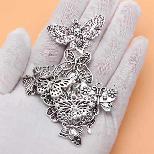 Animal Zinc Alloy Connector, Butterfly, antique silver color plated, DIY & 1/3 loop 