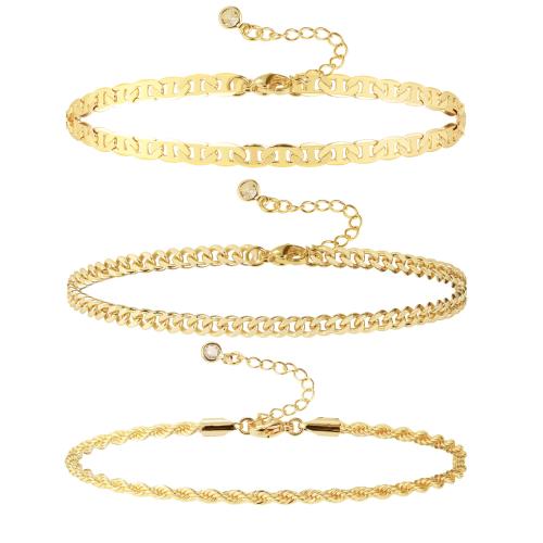 Stainless Steel Anklets Jewelry, 304 Stainless Steel, gold color plated & for woman & with rhinestone cm 