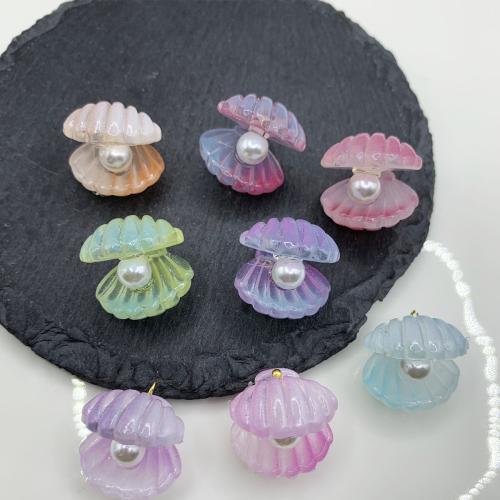 Pendentifs artisanaux au style murano, chalumeau, avec perle de plastique, coquille, vernis au four, DIY, plus de couleurs à choisir Vendu par PC[