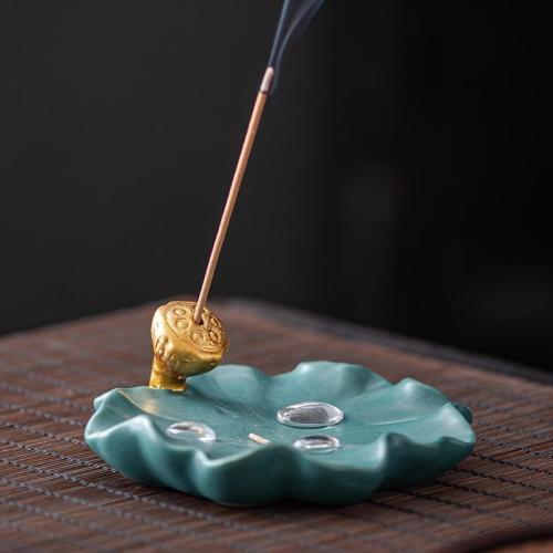 Porcelain Incense Seat, Lotus Leaf, for home and office & durable [