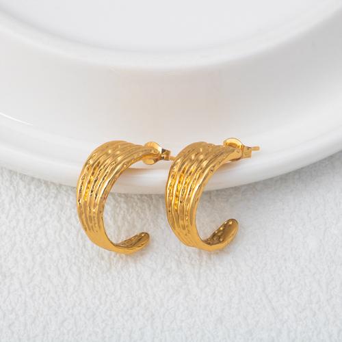 Edelstahl Stud Ohrring, 304 Edelstahl, 18K vergoldet, Modeschmuck & für Frau, goldfarben, 20x10mm, verkauft von Paar