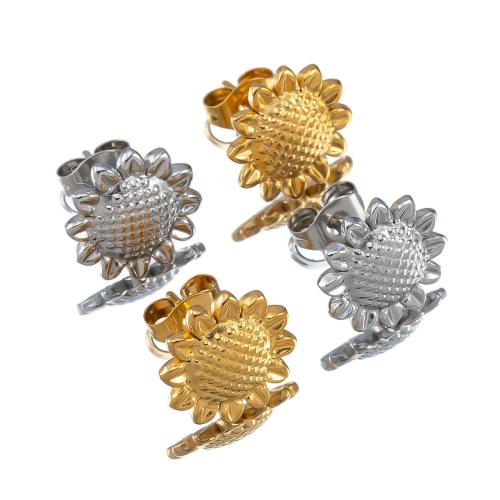 Edelstahl Stud Ohrring, 304 Edelstahl, Sonnenblume, Modeschmuck & für Frau, keine, 11mm, 2PCs/Tasche, verkauft von Tasche