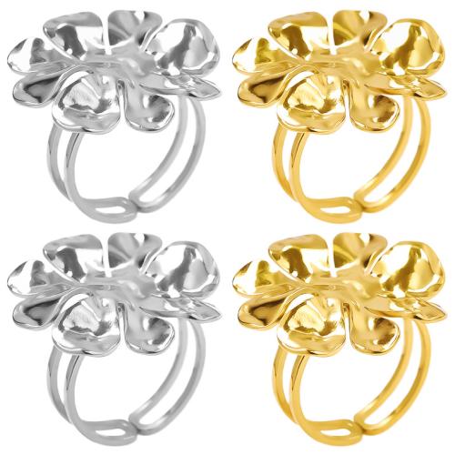 Stainless Steel Finger Ring, 304 Stainless Steel, Flower, Vacuum Ion Plating, Adjustable & fashion jewelry & for woman 