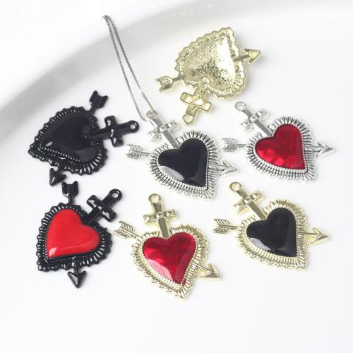 Zinc Alloy Enamel Pendants, Heart, plated, DIY [