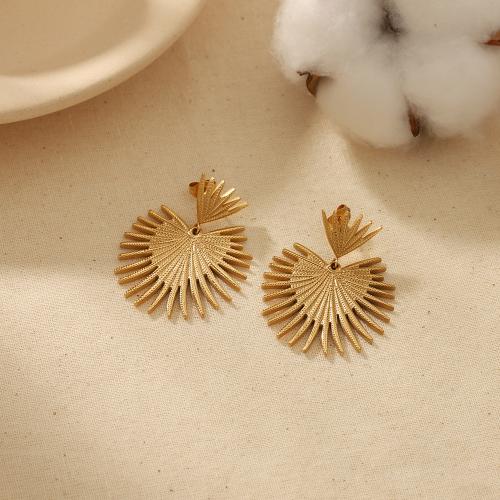 Stainless Steel Drop Earring, 304 Stainless Steel, Heart, gold color plated, for woman 