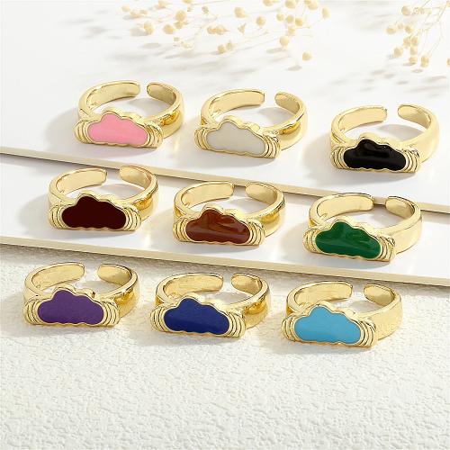 Brass Finger Ring, Cloud, gold color plated, for woman & enamel [