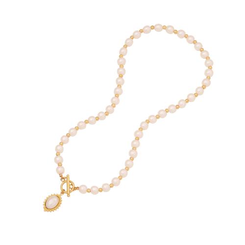 Collier de perles en plastique, Acier inoxydable 304, avec plastique, bijoux de mode & styles différents pour le choix & pour femme, Or cm, Vendu par PC