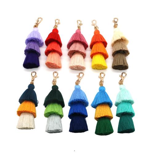 Fabric Key Chain, Cotton Thread, with Zinc Alloy, handmade, multifunctional & Unisex 