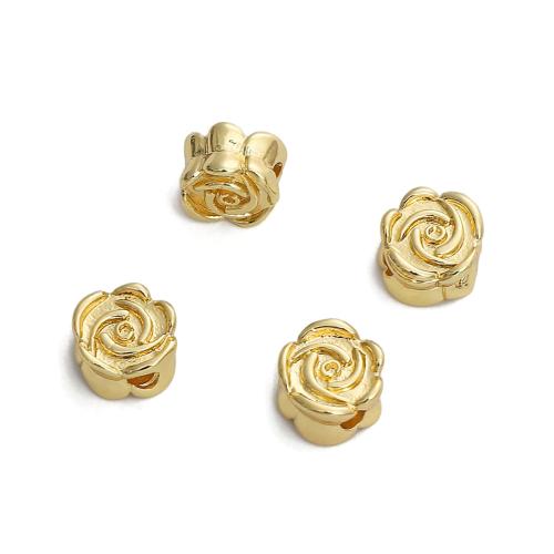 Brass Spacer Beads, Rose, plated, DIY, golden [