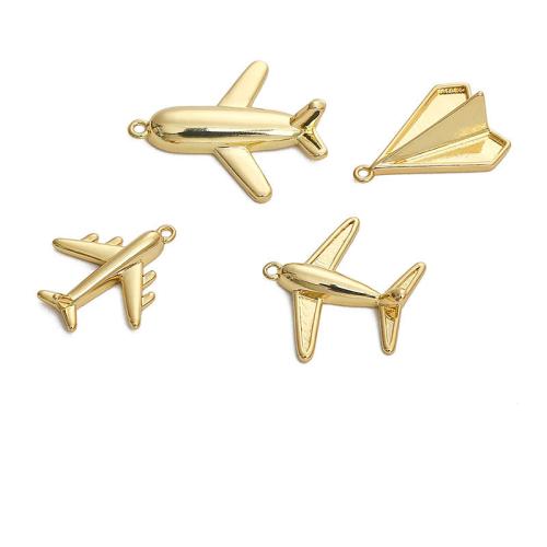 Brass Jewelry Pendants, Airplane, plated, DIY golden 