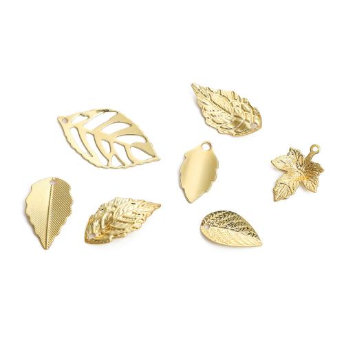 Brass Leaf Pendants, plated, DIY golden 