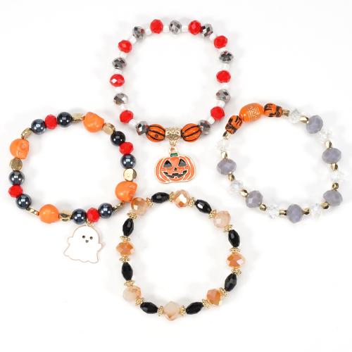 Zinc Alloy Bracelet Set, with Polymer Clay & Crystal & Glass, Unisex & Halloween Jewelry Gift & enamel Approx 16 cm 