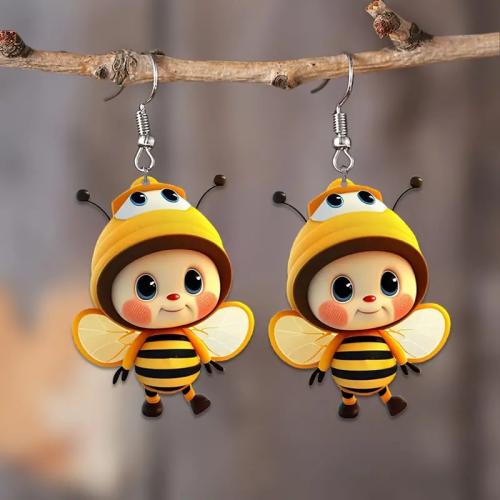 Acrylic Drop Earring, Bee, Unisex 