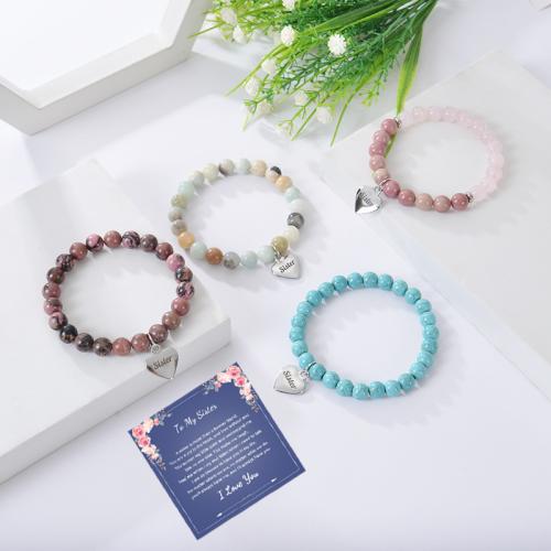 acero inoxidable 304 Pulsera, con Hilo elástico, Recubrimiento iónico al vacío, diferentes materiales para la opción & diferentes patrones para la opción & para mujer, más colores para la opción, Vendido por UD