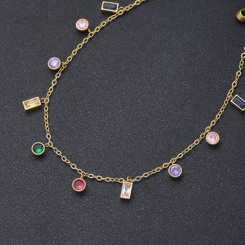 Collier de bijoux de titane, Acier titane, avec zircon cubique, Placage, pour femme, plus de couleurs à choisir, protéger l'environnement, sans nickel, plomb et cadmium, Vendu par PC