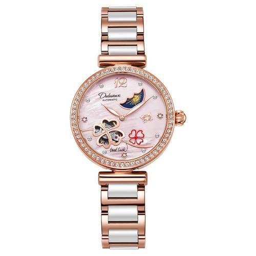 Porcelain Watch Bracelet, with Glass & 304 Stainless Steel & Zinc Alloy, Round, plated, Life water resistant & micro pave cubic zirconia & for woman 