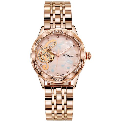 Zinc Alloy Watch Bracelet, with Glass & 304 Stainless Steel, Life water resistant & for woman & luminated & with rhinestone 