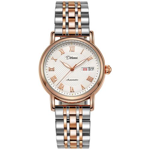 Zinc Alloy Watch Bracelet, with Leather & Glass & 304 Stainless Steel, Round, stem-winder & with double calendar & for woman & luminated 