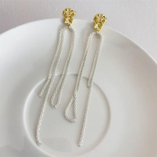 Fashion Fringe Earrings, Brass, fashion jewelry & for woman, silver color, 135mm 