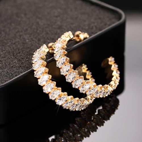 Cubic Zirconia Micro Pave Brass Earring, fashion jewelry & micro pave cubic zirconia & for woman 