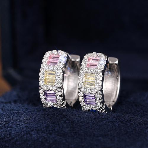 Cubic Zirconia Micro Pave Brass Earring, fashion jewelry & micro pave cubic zirconia & for woman 