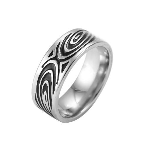 Edelstahl Fingerring, 316 Edelstahl, Modeschmuck & unisex & verschiedene Größen vorhanden, Silberfarbe, width 8mm, verkauft von PC