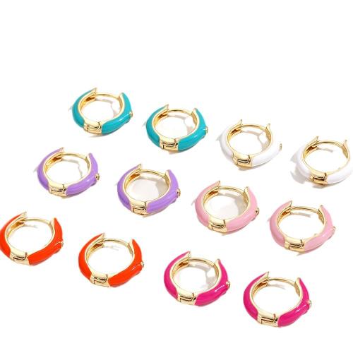 Mens acier inoxydable Hoop boucles d'oreilles, laiton, styles différents pour le choix & pavé de micro zircon & pour femme & émail, plus de couleurs à choisir, Vendu par paire