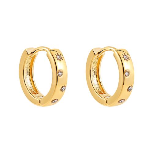 Mens acier inoxydable Hoop boucles d'oreilles, Acier inoxydable 304, avec zircon cubique, Plaqué or 18K, bijoux de mode & pour femme, doré Vendu par paire